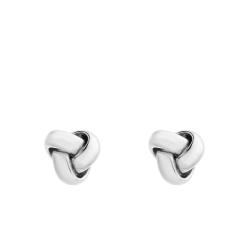 Boucles d'Oreilles Noeud en Or Blanc 375, Diamètre 8 mm - Emanessence