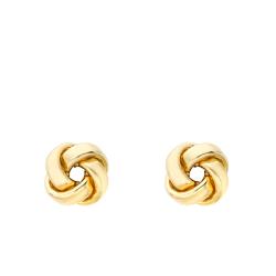 Boucles d'Oreilles Nœud Fil Demi Bombée en Or Jaune 375 - Emanessence