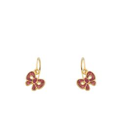 Boucles d'Oreilles Noeud Pailletée en Or Jaune 375 & Laque - Bambins