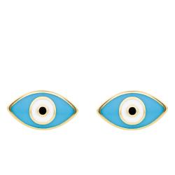 Boucles d'Oreilles Oeil en Or Jaune 375 & Email - Emanessence