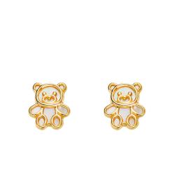 Boucles d'Oreilles Ours Ajouré en Or Jaune 750 & Nacre - Bambins
