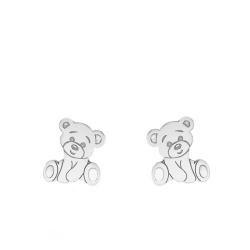 Boucles d'Oreilles Ourson en Or Blanc 375 - Bambins