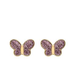 Boucles d'Oreilles Papillon en Or Jaune 375 & Laque - Bambins