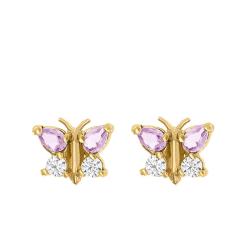 PROMO Boucles d'Oreilles Papillon en Or Jaune 375 & Oxydes - Bambins OCARAT.COM BIJOUTERIE N°1