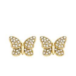 Boucles d'Oreilles Papillon Sutton en Acier Inoxydable Doré & Cristaux - Fossil