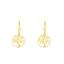 Boucles d'Oreilles Pendantes Arbre de Vie en Plaqué Or - Emanessence