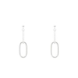 Boucles d'Oreilles Pendantes Chaîne & Motif Ovale en Argent 925 - Artemis