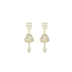 PROMO Boucles d'Oreilles Pendantes Coeur Idyllia Dorées, Oxydes & Cristaux - 5737295 - Swarovski OCARAT.COM BIJOUTERIE N°1