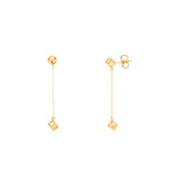 Boucles d'Oreilles Pendantes Cubes en Or Jaune 750 & Diamants 0,20 ct - Demetra