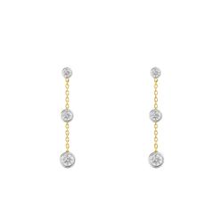 Boucles d'Oreilles Pendantes Diamants Clos 2 x 0,14 ct en 2 Ors 375 - Diamond Lady