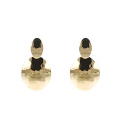 Boucles d'Oreilles Pendantes Doubles Cercles Martelés en Plaqué Or - Etrusca Gioielli