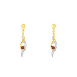 Boucles d'Oreilles Pendantes en 2 Ors 375 ou 750 & Rubis - Emanessence