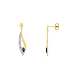 Boucles d'Oreilles Pendantes en 2 ors 375 ou 750 & Saphirs - Emanessence