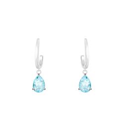 Boucles d'Oreilles Pendantes en Or Blanc 375 ou 750 & Aigue-Marine - Aurora