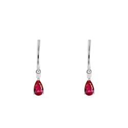 Boucles d'Oreilles Pendantes en Or Blanc 375 ou 750 & Diamants et Rubis - Aurora