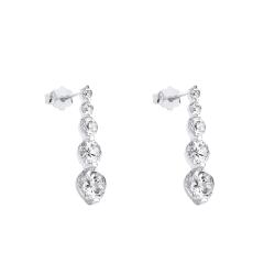 PROMO Boucles d'Oreilles Pendantes en Or Blanc 375 & Oxydes de Zirconium - Emanessence OCARAT.COM BIJOUTERIE N°1
