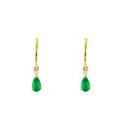 Boucles d'Oreilles Pendantes en Or Jaune 375 ou 750 & Diamants et Émeraudes - Aurora