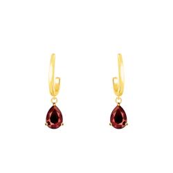 Boucles d'Oreilles Pendantes en Or Jaune 375 ou 750 & Grenat - Aurora