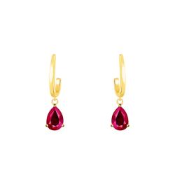 Boucles d'Oreilles Pendantes en Or Jaune 375 ou 750 & Rubis - Aurora