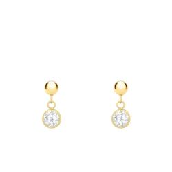 Boucles d'Oreilles Pendantes en Or Jaune 375 & Oxydes de Zirconium Blancs - Emanessence