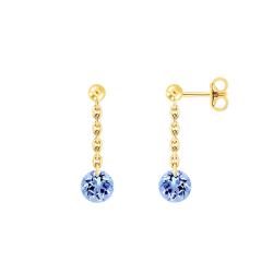 Boucles d'Oreilles Pendantes en Or Jaune 750 & Saphir Percé - Demetra