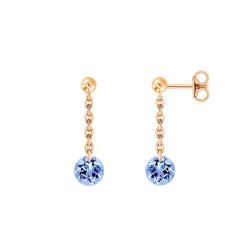 Boucles d'Oreilles Pendantes en Or Rose 750 & Saphir Percé - Demetra