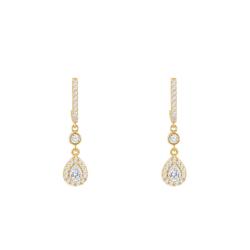 PROMO Boucles d'Oreilles Pendantes Gouttes en Or Jaune 375 & Oxydes de Zirconium - Emanessence OCARAT.COM BIJOUTERIE N°1