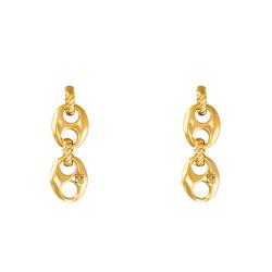 Boucles d'Oreilles Pendantes Grain de Café en Plaqué Or Jaune - Naïades