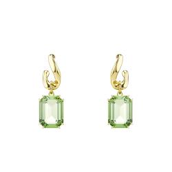 Boucles d'Oreilles Pendantes Millenia Dorées à l'Or Jaune 750 & Cristaux Verts - 5756151 - Swarovski