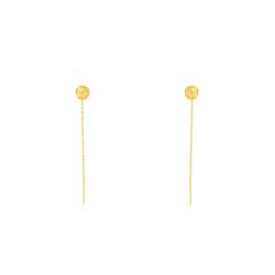 Boucles d'Oreilles Pendantes Rond Froissé et Chaîne Forçat en Or Jaune 375 - Maison Ballet by Scarlett