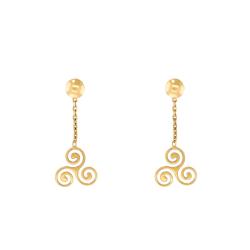 Boucles d'Oreilles Pendantes Triskel en Or Jaune 375 ou 750 - Rosatella