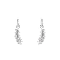 Boucles d'Oreilles Pendantes Vienna Plumes en Métal Rhodié & Cristaux Blancs - 5754272 - Swarovski
