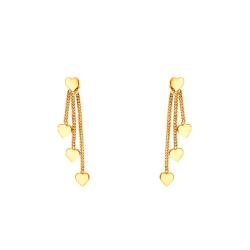Boucles d'Oreilles Pendentes Coeurs en Or Jaune 375 - Maison Ballet by Scarlett
