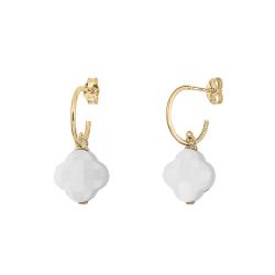 PROMO Boucles d'Oreilles Petit Trèfle Blanche en Or Jaune & Agate - Morganne Bello OCARAT.COM BIJOUTERIE N°1