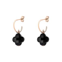 PROMO Boucles d'Oreilles Petit Trèfle en Or Rose 750 & Onyx - Morganne Bello OCARAT.COM BIJOUTERIE N°1