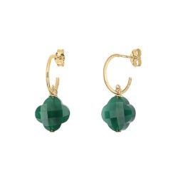 Boucles d'Oreilles Petit Trèfle Verte en Or Jaune 750 & Agate - Morganne Bello