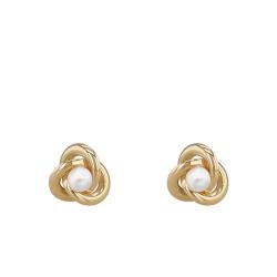 Boucles d'Oreilles Petits Noeuds en Or Jaune 375 & Perles d'Eau Douce - Emanessence
