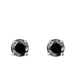 Boucles d'Oreilles Puces 2x0,50 ct en Or Blanc 750 & Diamant Noir - Emanessence