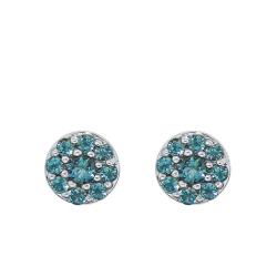 Boucles d'Oreilles Puces Adelie en Or Blanc & Topaze London Blue - Aurora