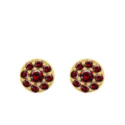 Boucles d'Oreilles Puces Adelie en Or Jaune & Grenat - Aurora