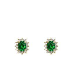 Boucles d'Oreilles Puces Artik en Or Jaune & Emeraude - Diamond Lady