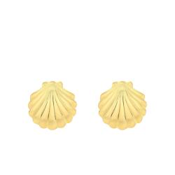 Boucles d'Oreilles Puces Coquillage en Or Jaune 375 - Emanessence