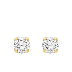 Boucles d'Oreilles Puces en Or Jaune 375 & Oxyde de Zirconium - Emanessence