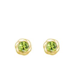 Boucles d'Oreilles Puces en Or Jaune 375 & Péridot - Aurora
