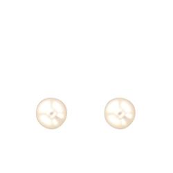 Boucles d'Oreilles Puces en Or Jaune 750 & Perles Blanches - Porchet