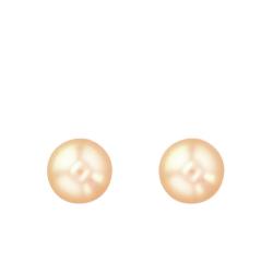 Boucles d'Oreilles Puces en Or Jaune 750 & Perles de Culture Roses Clair - Porchet