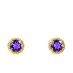 Boucles d'Oreilles Puces en Or Jaune & Améthyste 0,25 ct - Aurora