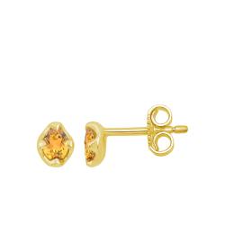 Boucles d'Oreilles Puces en Or Jaune & Citrine - Aurora