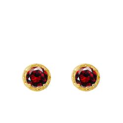 Boucles d'Oreilles Puces en Or Jaune & Grenat 0,25 ct - Aurora