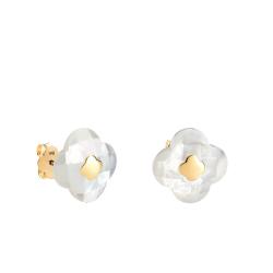 Boucles d'Oreilles Puces en Or Jaune & Nacre Blanche - Morganne Bello